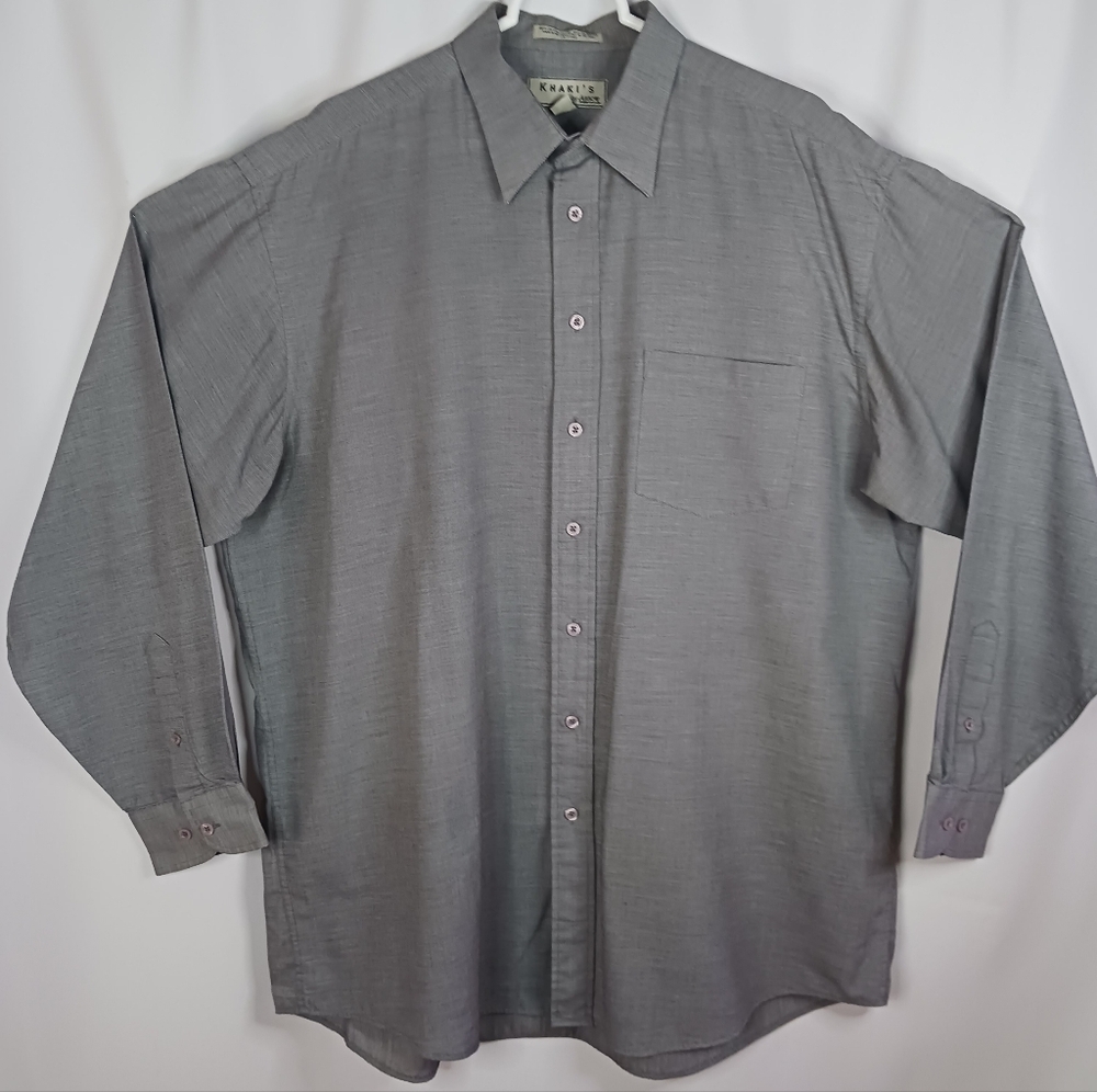 Khaki's by Arrow Heathered Dark Grey Long Sleeve Dress Shirt.